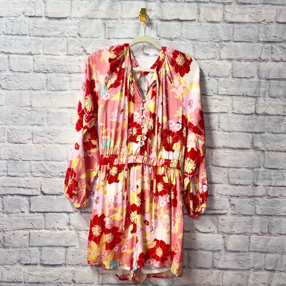 Floral Pink and Red Jumpsuit